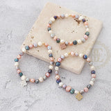 Fresh Water Pearl Charm Elastic Cord Bracelet - 54mm