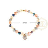 Fresh Water Pearl Charm Elastic Cord Bracelet - 54mm