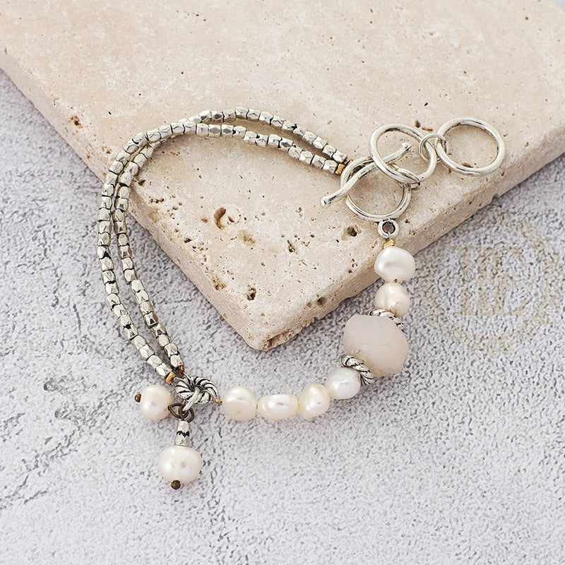 Vintage Fresh Water Pearl & Stone Bracelet - BE185