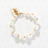 Plated Brass Czech Glass Beads & Pearl Bracelet