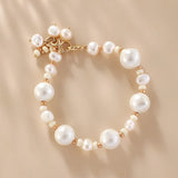 Plated Brass Czech Glass Beads & Pearl Bracelet