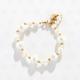 Plated Brass Czech Glass Beads & Pearl Bracelet