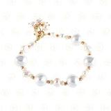 Plated Brass Czech Glass Beads & Pearl Bracelet