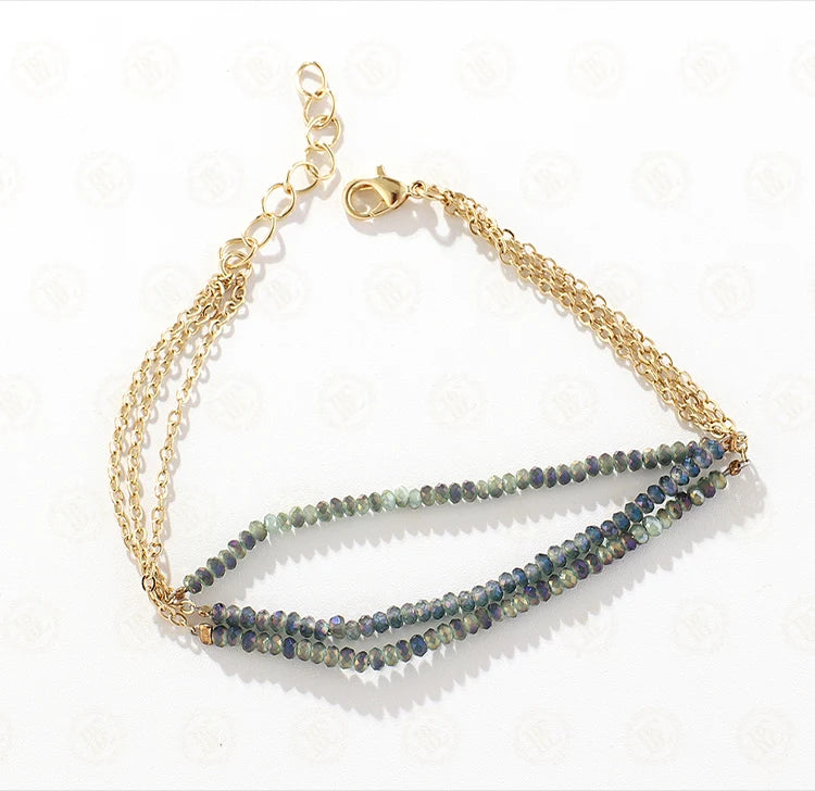 Plated Brass Stone & Glass Beads Bracelet