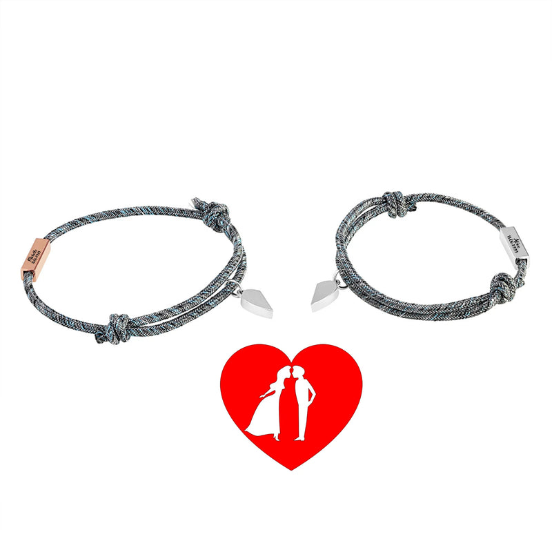 Couples Name Magnet Bracelet Set - Distance Attracts Love
