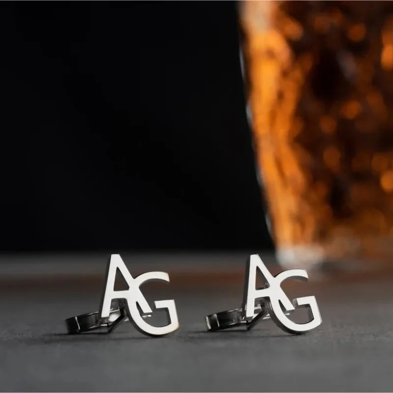 Personalized Double Initials Cufflinks Stainless Steel