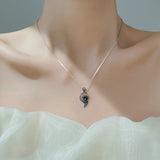 Magnetic Flame Heart 925 Silver Photo Projection Necklaces For Couples