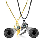 Magnetic Flame Heart 925 Silver Photo Projection Necklaces For Couples