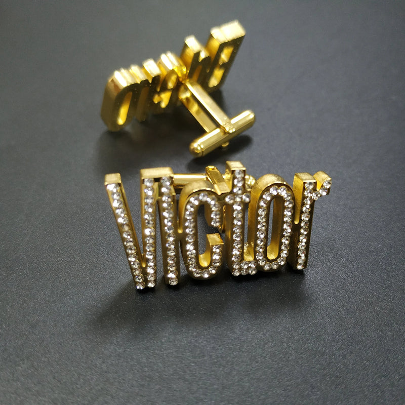 Custom Initial Cufflinks for Men Stainless Steel Shirt Cuff Links