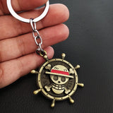 Luffy Skull Rudder Hat Keychain Metal Key Ring Pendant Gift Anime Accessori