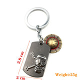 Luffy Skull Rudder Hat Keychain Metal Key Ring Pendant Gift Anime Accessori