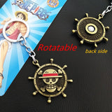 Luffy Skull Rudder Hat Keychain Metal Key Ring Pendant Gift Anime Accessori