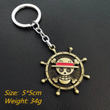Luffy Skull Rudder Hat Keychain Metal Key Ring Pendant Gift Anime Accessori