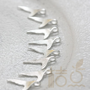 One Piece 925 Silver Charm - Whale Tale - Fish Tale - 19.5x9.5mm