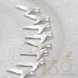 One Piece 925 Silver Charm - Whale Tale - Fish Tale - 19.5x9.5mm