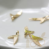 One Piece 925 Silver Charm - Whale Tale - Fish Tale - 19.5x9.5mm
