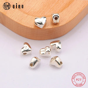 Heart Shape Spacer Beads 925 Sterling Silver Smooth Jewelry Beads for DIY Craft