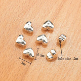 Heart Shape Spacer Beads 925 Sterling Silver Smooth Jewelry Beads for DIY Craft