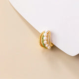 One Piece Silver Shell Beads Pearl Ear Clip Diamond Multi-Layer G8734