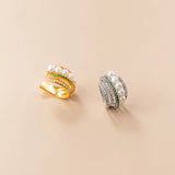 One Piece Silver Shell Beads Pearl Ear Clip Diamond Multi-Layer G8734