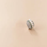 One Piece Silver Shell Beads Pearl Ear Clip Diamond Multi-Layer G8734