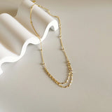 925 Silver Double Clavicular Chain Beads Necklaces