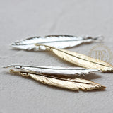 Solid Brass Feather Charm - 41x10mm