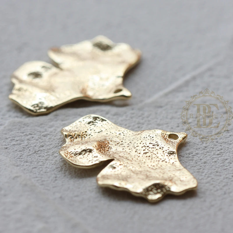 Solid Brass Ginkgo Leaf Charm - 29x22mm