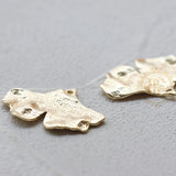 Solid Brass Ginkgo Leaf Charm - 29x22mm