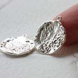 Round Brass Charm w/ Rhinestones - 22x18mm