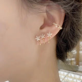 Delicate Flower Silver Pin Earrings Set