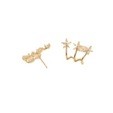 Delicate Flower Silver Pin Earrings Set