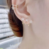 Delicate Flower Silver Pin Earrings Set
