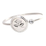 Rose Flower Locket Bracelet Aromatherapy 25mm Magnet Crystal Stainless Steel