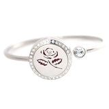 Rose Flower Locket Bracelet Aromatherapy 25mm Magnet Crystal Stainless Steel