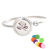 Rose Flower Locket Bracelet Aromatherapy 25mm Magnet Crystal Stainless Steel