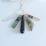 Labradorite, Obsidian, White Quartz Pendant Set, Custom Jewelry Set