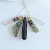 Labradorite, Obsidian, White Quartz Pendant Set, Custom Jewelry Set