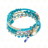 Glass Beads & Brass Memory Wire Bracelet