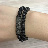Braided Bracelets with CZ Balls & Stone Beads