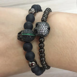 Braided Bracelets with CZ Balls & Stone Beads