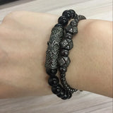 Braided Bracelets with CZ Balls & Stone Beads