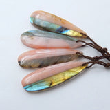 Natural Pink Opal and Labradorite Intarsia Pendant Beads