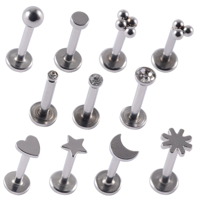 Surgical Steel Heart Tragus Cartilage Lip Stud Earrings
