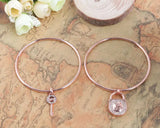 Rhinestone Lock & Key Drop Bangle Bracelet