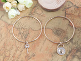 Rhinestone Lock & Key Drop Bangle Bracelet