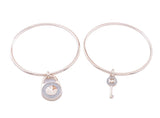 Rhinestone Lock & Key Drop Bangle Bracelet