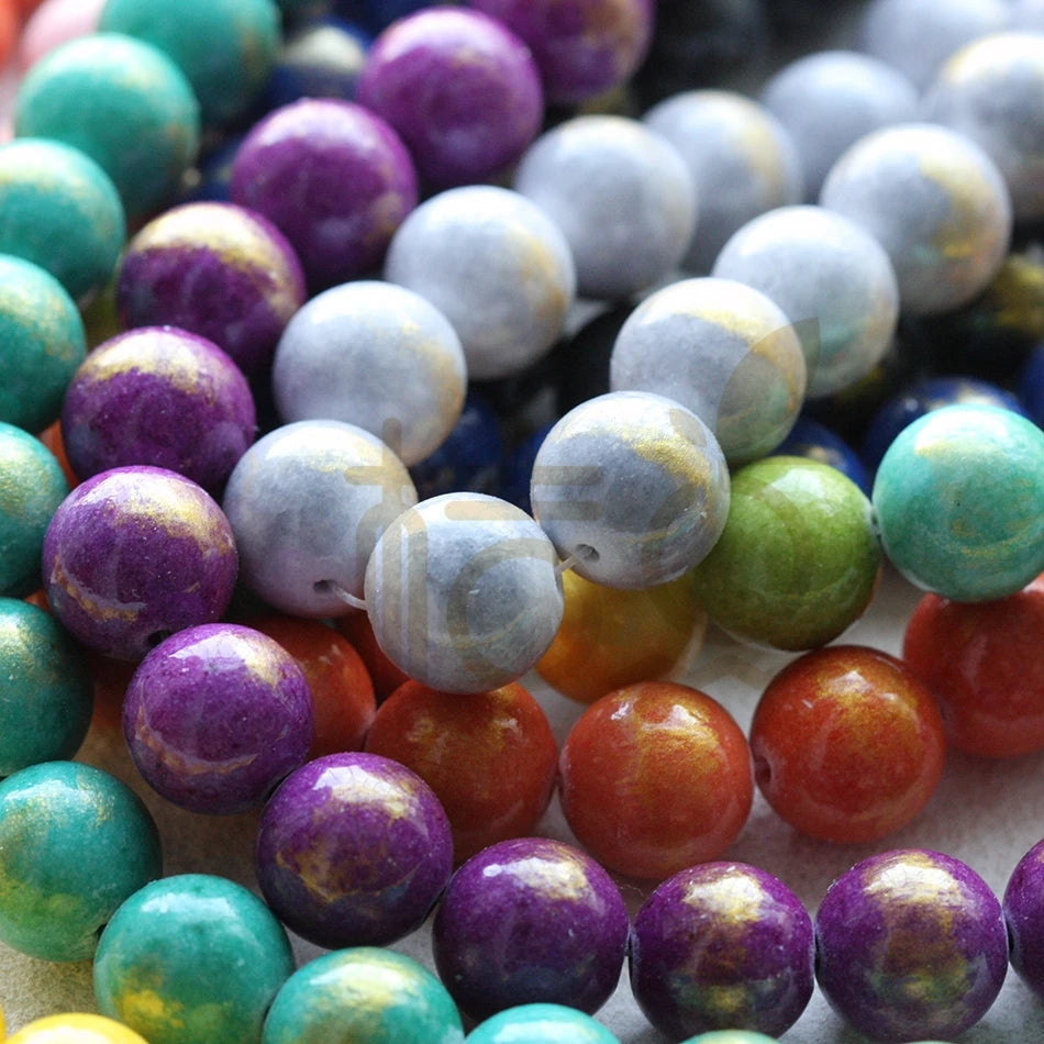 31 Colored Semi Precious Stone Beads 12mm (G406)