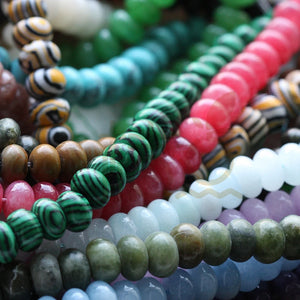 Semi Precious Stone Donut Beads 5x8mm