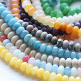 75-Piece Semi Precious Stone Donut Beads 5x8mm - Varies Colors